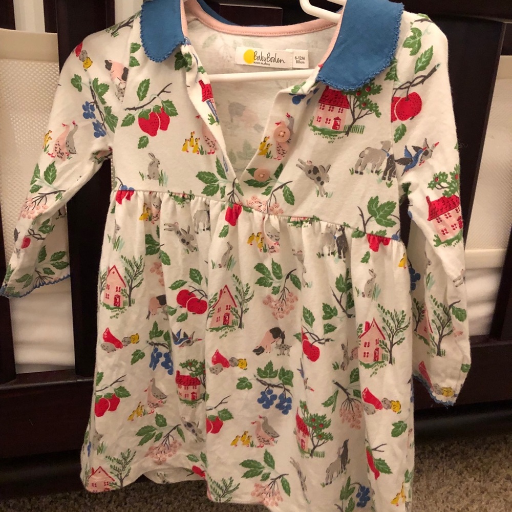 Baby Boden Farm Dress and matching tights🐮🐷🐰